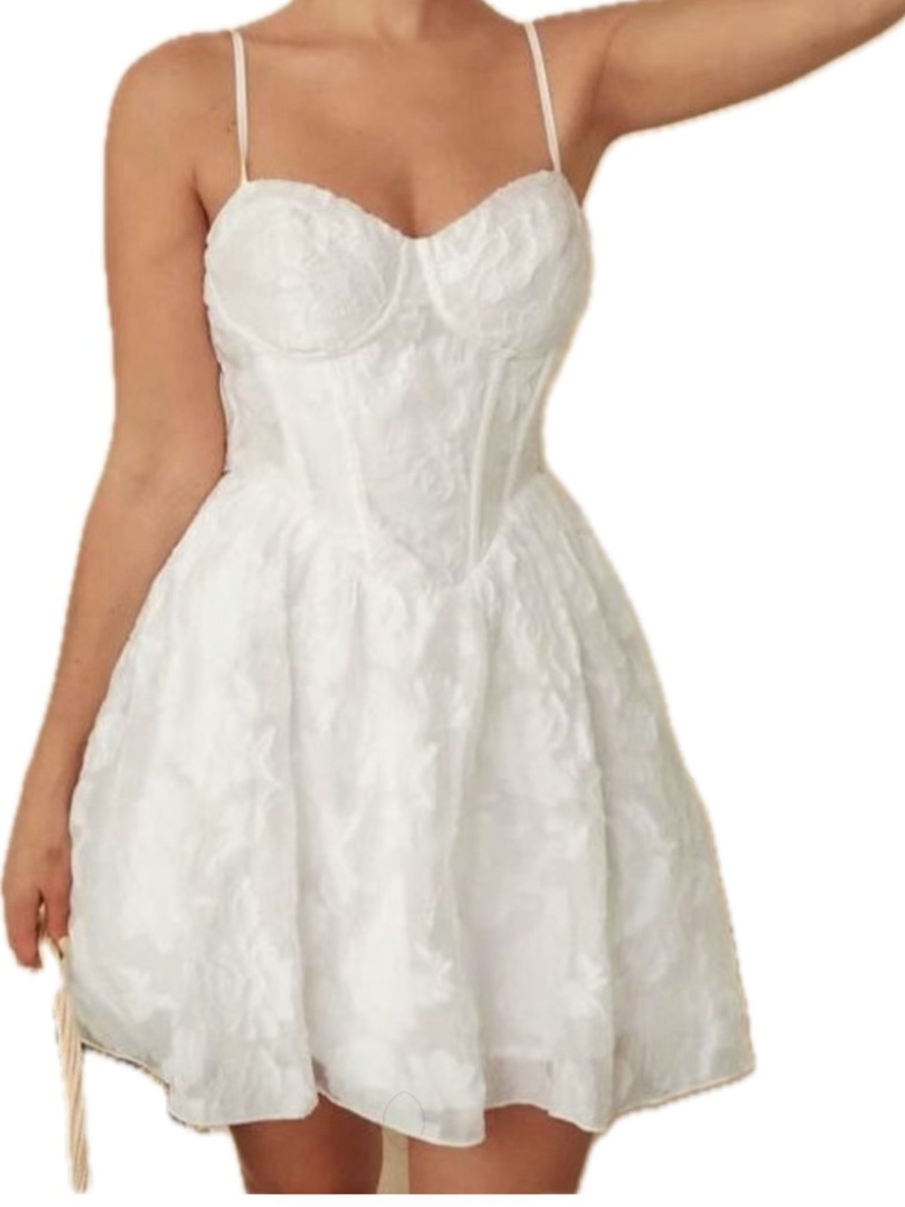 White Spaghetti-Strap Fit & Flare Mini Dress